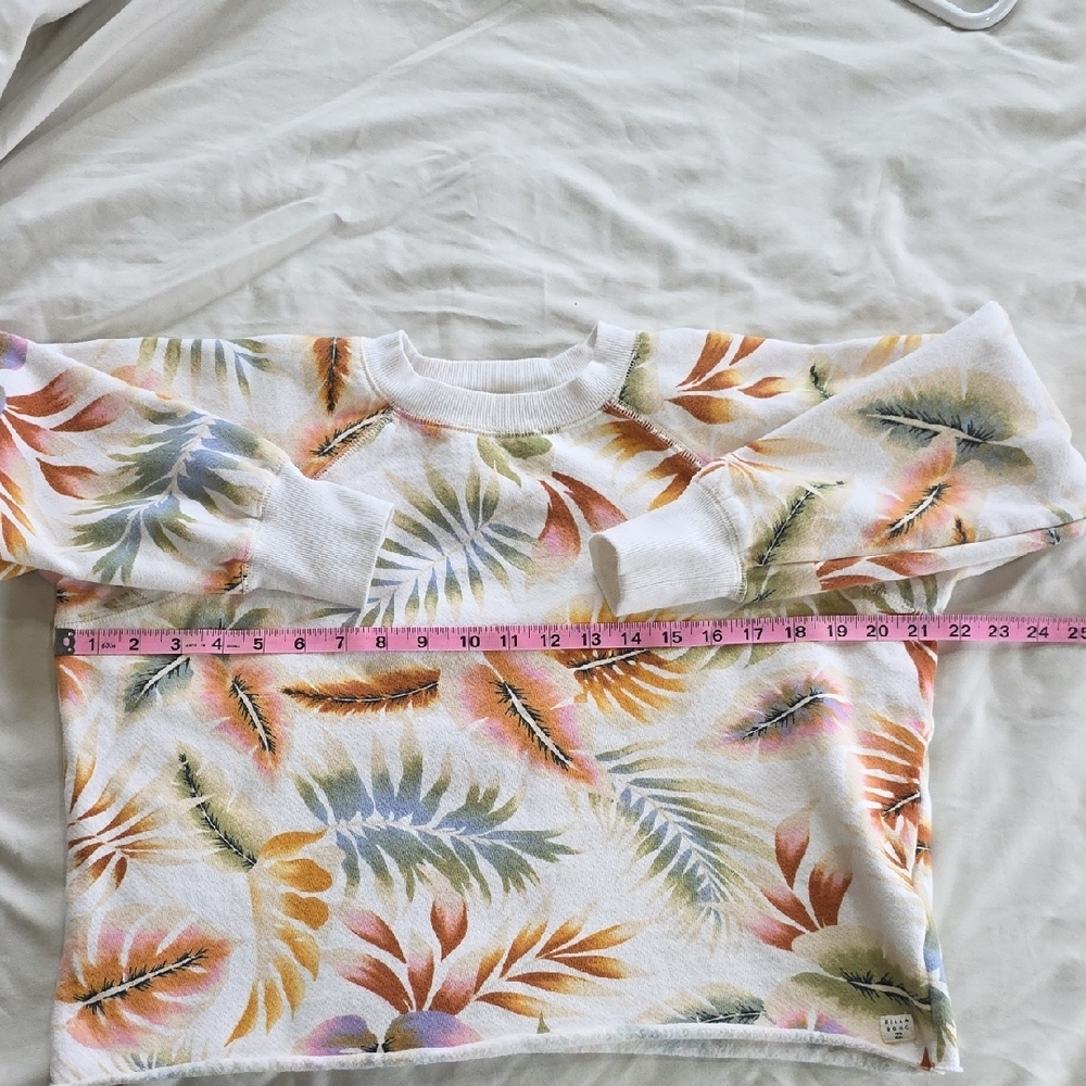 Billabong Cream Sweatshirt with Hawaiian Leaves Small - Picture 7 of 9